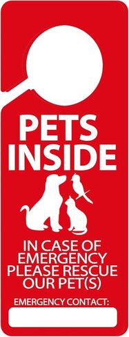 Pet Alert Safety Fire Rescue Door Hanger,3.5x9.5 Inch Save Our Pets Emergency Double Side Hanger Tags Sign,3 Pcs in Kuwait