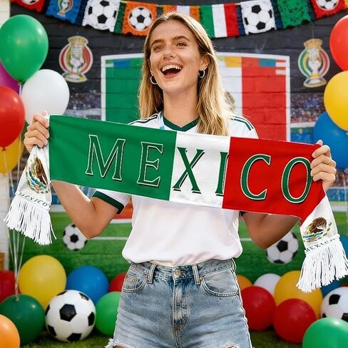 وشاح كرة القدم MEX للمعجبين، وشاح فريق الولايات المتحدة الأمريكية بطباعة على الوجهين، وشاح كرة القدم الأمريكية بطول 59 بوصة ليوم اللعب والارتداء اليومي in Kuwait