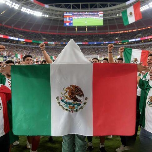 طقم رأس مشجعي المكسيك لعام 2026، رأس العلم الوطني مزدوج الجوانب مقاس 3 × 5 أقدام مع وشوم مقاومة للماء، ملابس دعم كرة القدم لكأس العالم 2026 in Kuwait