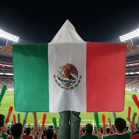 طقم رأس مشجعي المكسيك لعام 2026، رأس العلم الوطني مزدوج الجوانب مقاس 3 × 5 أقدام مع وشوم مقاومة للماء، ملابس دعم كرة القدم لكأس العالم 2026 in Kuwait
