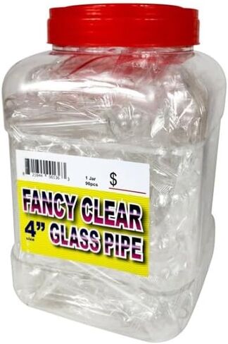 Oil Burner Bubble Glass Pipe 4 Inch, Fancy Design, Clear, 90 Pieces Jar Display in Saudi Arabia