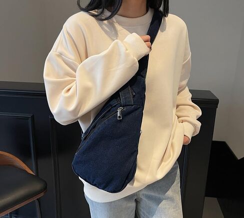 العصرية حقيبة رافعة للنساء Crossbody حقيبة رافعة الدنيم حقيبة كتف على ظهره فاني حقيبة بحزام للرياضة المشي لمسافات طويلة 2025 in Kuwait