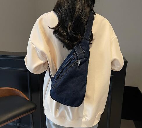 العصرية حقيبة رافعة للنساء Crossbody حقيبة رافعة الدنيم حقيبة كتف على ظهره فاني حقيبة بحزام للرياضة المشي لمسافات طويلة 2025 in Kuwait