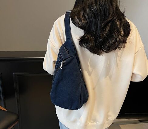 العصرية حقيبة رافعة للنساء Crossbody حقيبة رافعة الدنيم حقيبة كتف على ظهره فاني حقيبة بحزام للرياضة المشي لمسافات طويلة 2025 in Kuwait