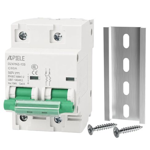 APIELE Miniature Circuit Breakers DC 500V 80Amp 2Pole Circuit Breaker for Solar Photovoltaic Systems, DIN Rail Mount High Current DC Disconnect Switch in Saudi Arabia