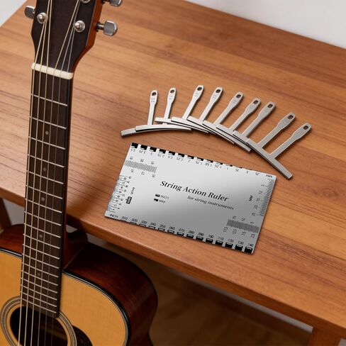 10 قطع من أدوات الجيتار Luthier تتضمن 9 قطع من مقياس نصف قطر الجيتار و1 سلسلة قياس الارتفاع مسطرة الجيتار أداة قياس قياس الحركة للقيثارات وأدوات إصلاح إعداد الجهير in Kuwait