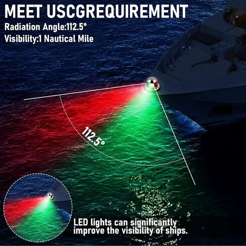VIHOSE 2 جهاز كمبيوتر شخصى الفولاذ المقاوم للصدأ LED أضواء الملاحة قارب، الأحمر والأخضر البحرية الملاحة مصباح أضواء القوس قارب البحرية لركوب القوارب العائمة، يخت، سكيتر، القوارب الشراعية السريعة 12 فولت in Kuwait