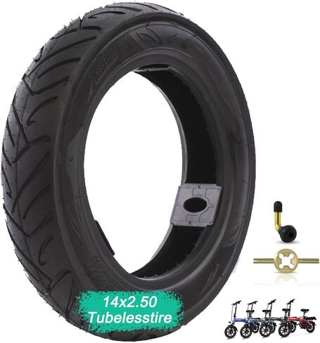إطارات دراجة مقاس 14 بوصة قابلة للطي مقاس 14 × 2.50 (64-254) إطار دراجة كهربائية صلبة مقاومة للانفجار، إطار دراجة كهربائية مقاوم للثقب بدون أنبوب مناسب للدراجات الإلكترونية للرجال والأطفال in Kuwait