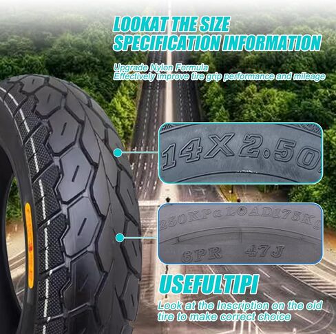 إطارات دراجة مقاس 14 بوصة قابلة للطي مقاس 14 × 2.50 (64-254) إطار دراجة كهربائية صلبة مقاومة للانفجار، إطار دراجة كهربائية مقاوم للثقب بدون أنبوب مناسب للدراجات الإلكترونية للرجال والأطفال in Kuwait