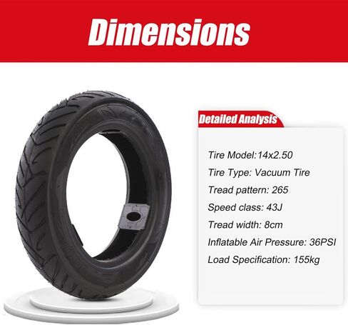 إطارات دراجة مقاس 14 بوصة قابلة للطي مقاس 14 × 2.50 (64-254) إطار دراجة كهربائية صلبة مقاومة للانفجار، إطار دراجة كهربائية مقاوم للثقب بدون أنبوب مناسب للدراجات الإلكترونية للرجال والأطفال in Kuwait
