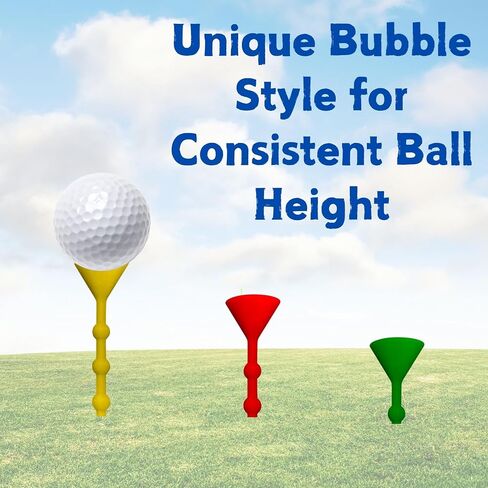تي شيرت The Bubble Golf - طول متغير، تي شيرتات جولف بلاستيكية غير قابلة للكسر مقاس 3.25 بوصة - مقاس واحد لجميع اللقطات - احتكاك منخفض ودوران - عبوة من 25 قطعة (وردي) in Kuwait