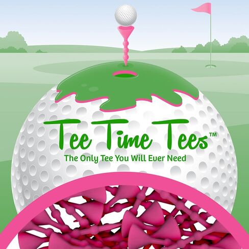 تي شيرت The Bubble Golf - طول متغير، تي شيرتات جولف بلاستيكية غير قابلة للكسر مقاس 3.25 بوصة - مقاس واحد لجميع اللقطات - احتكاك منخفض ودوران - عبوة من 25 قطعة (وردي) in Kuwait