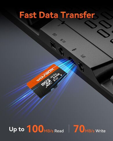 WOLFBOX 128GB microSD Card with Adapter, Up to 100MB/s, U3 A1 V30 High Transfer Speed, Supports 4K UHD Video Recording, Suitable for G840S / G930 Mirror Dash Cams in Saudi Arabia