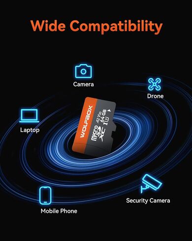 WOLFBOX 128GB microSD Card with Adapter, Up to 100MB/s, U3 A1 V30 High Transfer Speed, Supports 4K UHD Video Recording, Suitable for G840S / G930 Mirror Dash Cams in Saudi Arabia