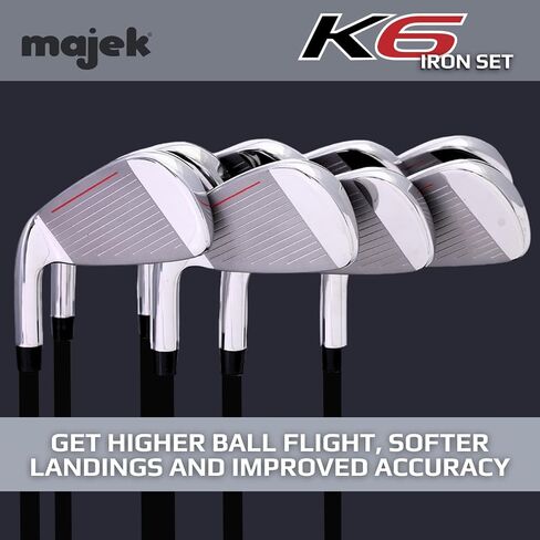 مجموعة حديد Majek K6 للسيدات الكبار مجموعة كاملة مكونة من 8 قطع (4-PW، SW) يد يمنى ليدي فليكس L Flex Club (صغير - 5' إلى 5'3") in Kuwait