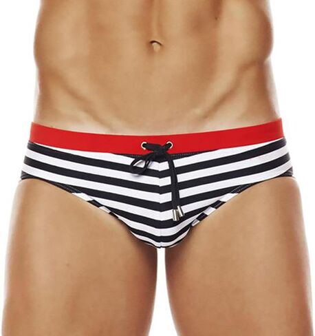 Mendove Men's Striped Swim Brief with Drawstring in Kuwait