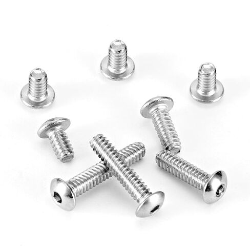 #6-32 x 1/4", 3/8", 1/2", 5/8", 3/4" Button Head Socket Cap Screws Bolts 304 Stainless Steel, Allen Hex Drive, Machine Bright Finish Fully Threaded, Assortment Kit 100PCS in Kuwait