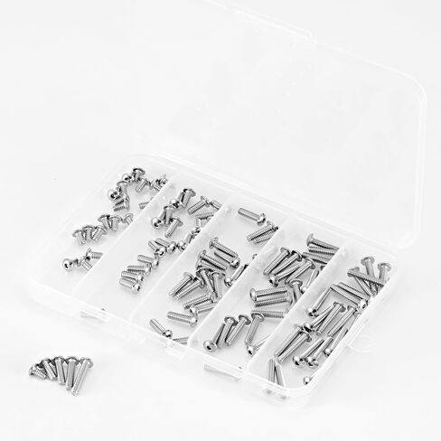 #6-32 x 1/4", 3/8", 1/2", 5/8", 3/4" Button Head Socket Cap Screws Bolts 304 Stainless Steel, Allen Hex Drive, Machine Bright Finish Fully Threaded, Assortment Kit 100PCS in Kuwait