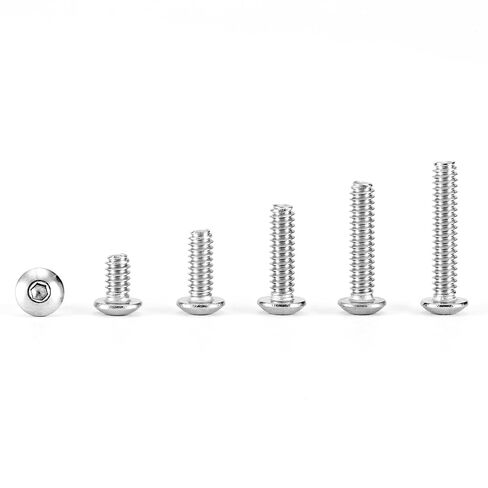 #6-32 x 1/4", 3/8", 1/2", 5/8", 3/4" Button Head Socket Cap Screws Bolts 304 Stainless Steel, Allen Hex Drive, Machine Bright Finish Fully Threaded, Assortment Kit 100PCS in Kuwait