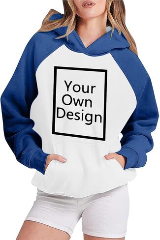 Custom Hoodies for Women Personalized Hooded Sweatshirts with Photo Text Round Neck Tops Customized Long Sleeve Pullover in Kuwait
