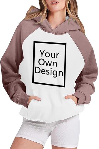 Custom Hoodies for Women Personalized Hooded Sweatshirts with Photo Text Round Neck Tops Customized Long Sleeve Pullover in Saudi Arabia