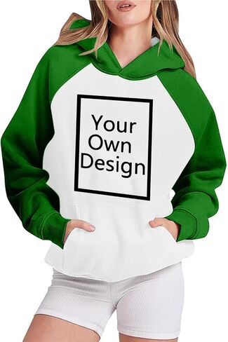 Custom Hoodies for Women Personalized Hooded Sweatshirts with Photo Text Round Neck Tops Customized Long Sleeve Pullover in Saudi Arabia