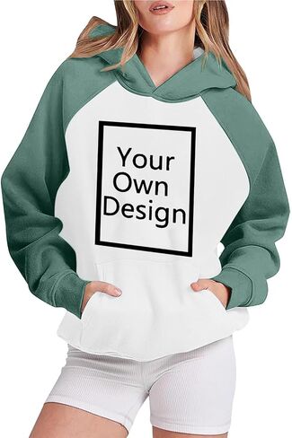 Custom Hoodies for Women Personalized Hooded Sweatshirts with Photo Text Round Neck Tops Customized Long Sleeve Pullover in Saudi Arabia