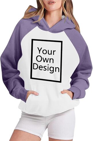 Custom Hoodies for Women Personalized Hooded Sweatshirts with Photo Text Round Neck Tops Customized Long Sleeve Pullover in Saudi Arabia