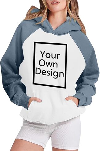 Custom Hoodies for Women Personalized Hooded Sweatshirts with Photo Text Round Neck Tops Customized Long Sleeve Pullover in Saudi Arabia