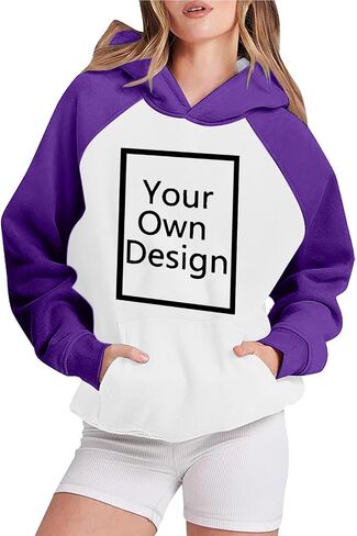 Custom Hoodies for Women Personalized Hooded Sweatshirts with Photo Text Round Neck Tops Customized Long Sleeve Pullover in Saudi Arabia