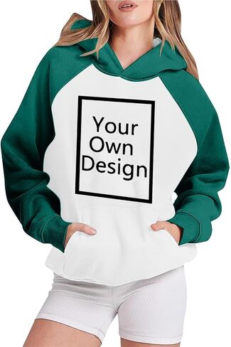 Custom Hoodies for Women Personalized Hooded Sweatshirts with Photo Text Round Neck Tops Customized Long Sleeve Pullover in Saudi Arabia