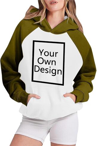 Custom Hoodies for Women Personalized Hooded Sweatshirts with Photo Text Round Neck Tops Customized Long Sleeve Pullover in Saudi Arabia