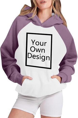 Custom Hoodies for Women Personalized Hooded Sweatshirts with Photo Text Round Neck Tops Customized Long Sleeve Pullover in Saudi Arabia
