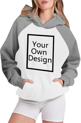 Custom Hoodies for Women Personalized Hooded Sweatshirts with Photo Text Round Neck Tops Customized Long Sleeve Pullover in Saudi Arabia