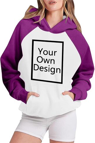 Custom Hoodies for Women Personalized Hooded Sweatshirts with Photo Text Round Neck Tops Customized Long Sleeve Pullover in Saudi Arabia