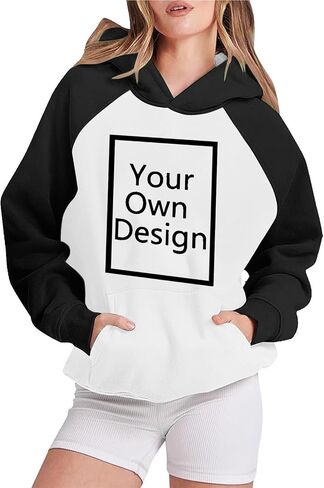 Custom Hoodies for Women Personalized Hooded Sweatshirts with Photo Text Round Neck Tops Customized Long Sleeve Pullover in Saudi Arabia