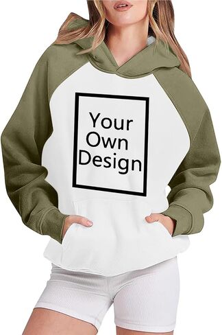 Custom Hoodies for Women Personalized Hooded Sweatshirts with Photo Text Round Neck Tops Customized Long Sleeve Pullover in Saudi Arabia