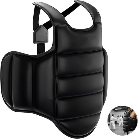 Karate Chest Protector, Reversible Boxing Body Protector, Taekwondo Chest Guard for Adults and Children, Black and White, XL in Kuwait