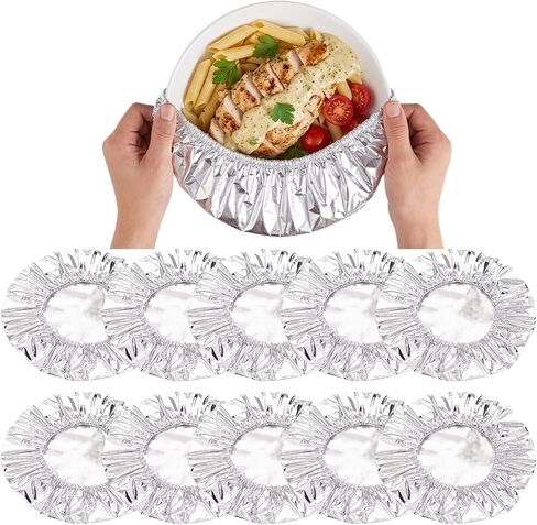 Aluminum Foil Food Covers 30PCS, Reusable Stretch Lids for Bowls, Plates and Containers, Oil Resistant Insulated Wraps for Leftovers, Meal Prep, Picnics, Kitchen Storage, Fits 4-11 in in Kuwait