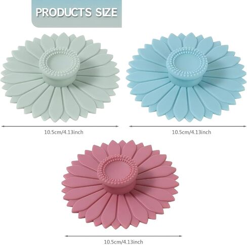 Silicone Cup Covers 3PCS set Sunflower Shape Silicone Lids for Mugs Cups Tea Pots Flexible Mug Covers Hot Cup Lids for Coffee Tea in Kuwait