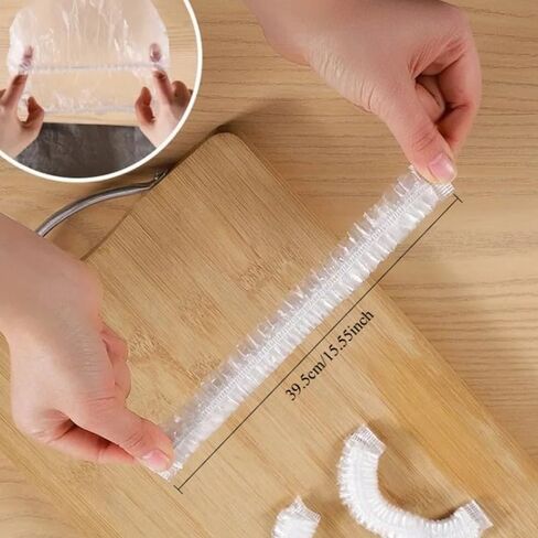 100 Count Disposable Bowl Covers - Elastic Plastic Food Storage Lids, 20 Inch Stretchable Covers for Bread Proofing, Kitchen Storage and Outdoor Picnics in Kuwait