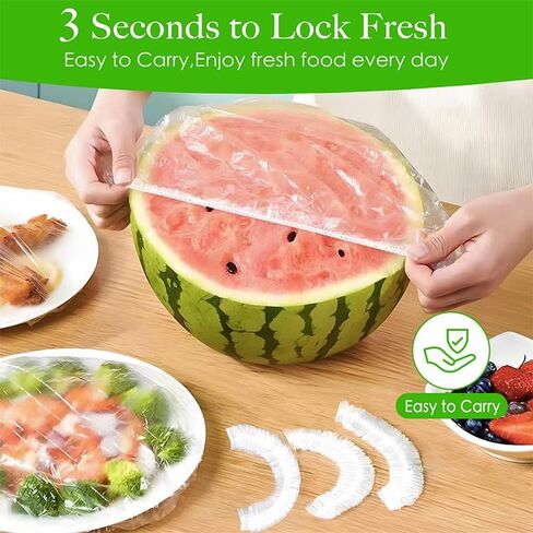100 Count Disposable Bowl Covers - Elastic Plastic Food Storage Lids, 20 Inch Stretchable Covers for Bread Proofing, Kitchen Storage and Outdoor Picnics in Kuwait