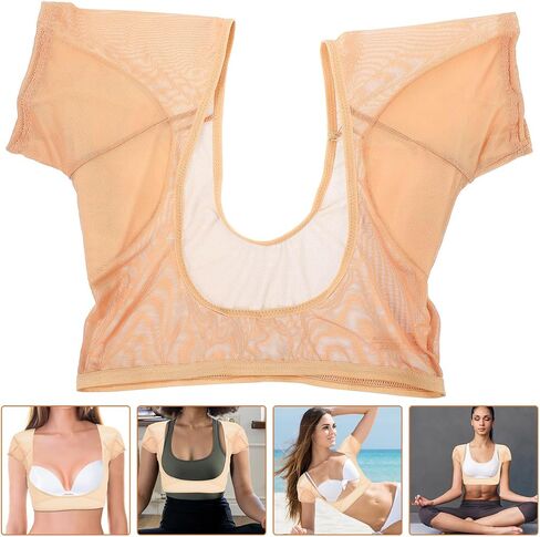 minkissy Armpit Sweat Vest Breathable Mesh Tops Underarm Armpit Sweat Pads for Women Armpit Sweat-proof Sweat-absorbent Vest-Skin Color in Kuwait