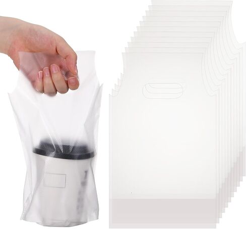 100 Pcs Clear Handle Drinking Poly Bags, 1 Cup Drink Carrier for Delivery Plastic Drinking Bags with Handle 6 x 10 Inch for Single Cup in Kuwait