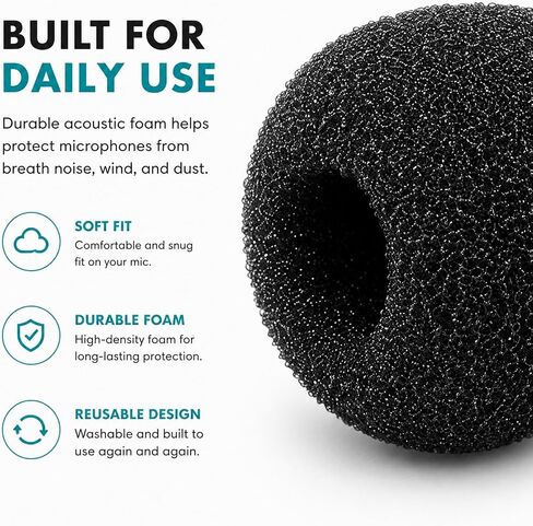Movo F1/4 Lavalier Microphone Foam Windscreens, 5-Pack Replacement Lav Mic Pop Filters – Fits 4–6mm Mic Capsules, Compatible with RØDE smartLav+, Lavalier GO, Shure MVL, LV4, Sanken COS-11D in Kuwait