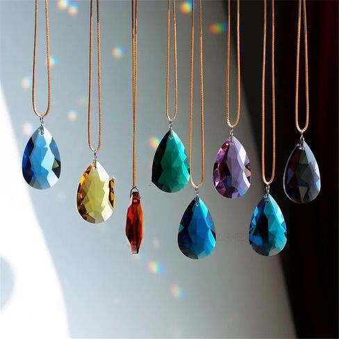منشور ثريا كريستال، صائد الشمس، قطعتين 38 مم ملون K9 Suncatchers كريستال منشوري قلادة إسقاط أجزاء مصباح معلق ديكور المنزل (بحيرة زرقاء) in Kuwait