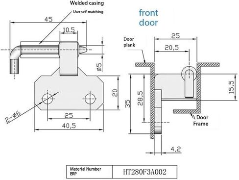 Hardware Industrial Cabinet Lock Accessories CL280 Front Door Hinges in Kuwait