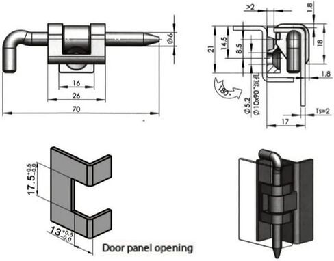 CL230 Bending Hinge Rotating Distribution Cabinet Door Chassis Concealed Loose Leaf 1Pcs in Kuwait