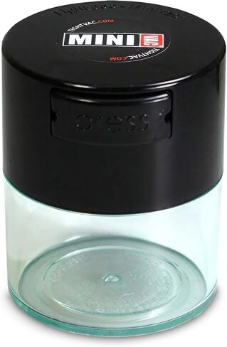 TIGHTPAC MINIVAC Portable Vacuum Seal Airtight Container – Keeps Coffee Beans, Grounds, Tea, Spices & Herbs Fresh Longer – Travel-Ready, NSF-Certified Food-Grade Storage, 10 to 30 Grams, Black/Clear in Kuwait
