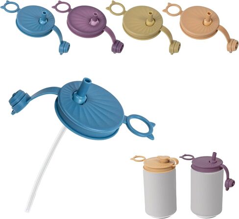 Yuoyar 4 Packs Silicone Soda Can Lids with Straw - Reusable can covers for soda - Can Toppers to Keep Carbonation (Color Mix 2) in Kuwait
